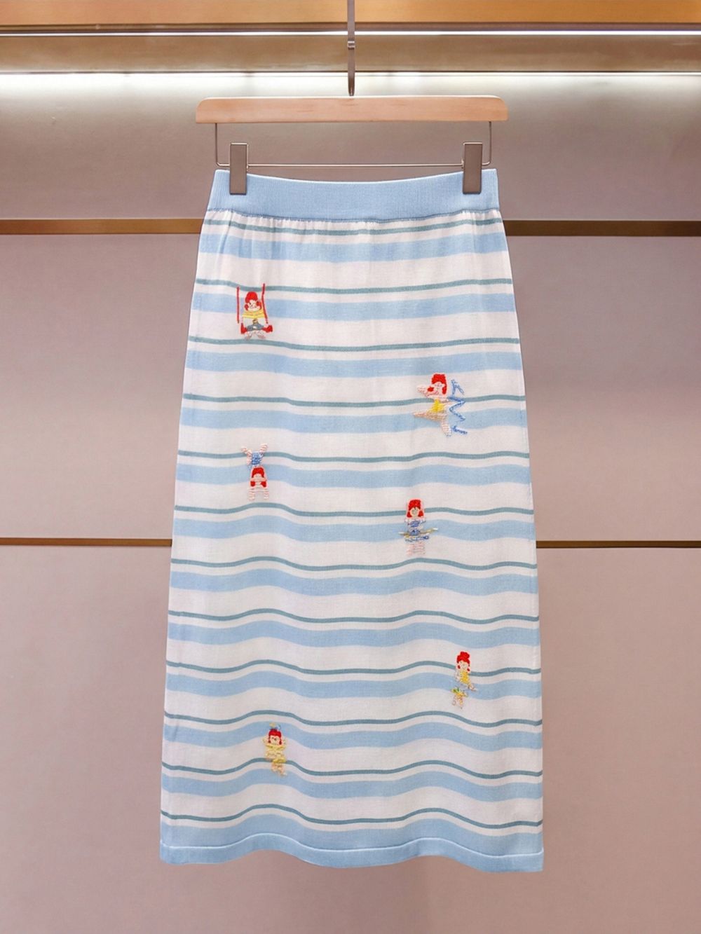 Mirela Blue Stripe Knitted Two-Piece Set Flowering Girl