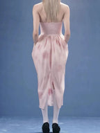 Marjani Pink Strapless Bow Midi Dress Flowering Girl