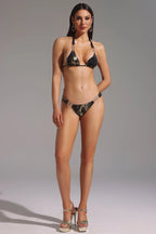 Fesila Halter Lacing Mini Swimsuit Two-Piece Set Flowering Girl