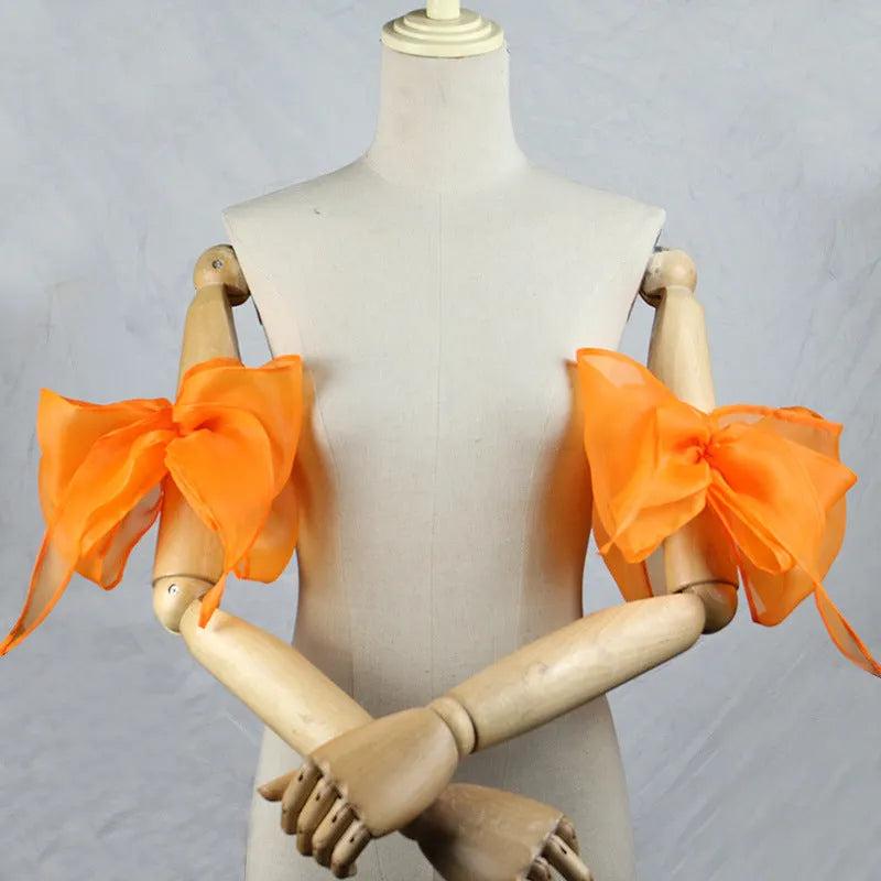 Organza Giant Bow Detachable Short Arm Cuffs Flowering Girl