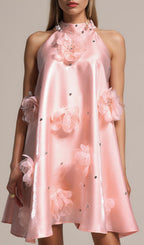 Dusty Halter Flower Mini Dress Flowering Girl