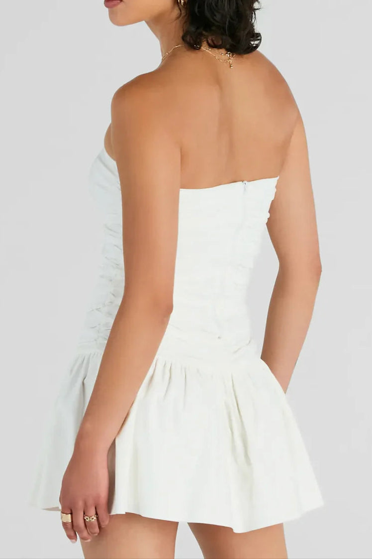 Satin Polka Dot Mini Dress in ivory Flowering Girl