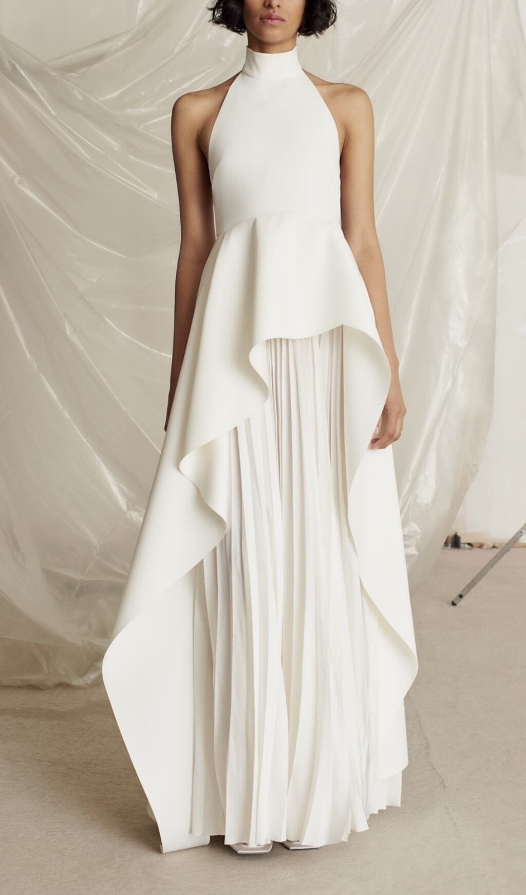 White Bandage Halter Irregular Maxi Dress Flowering Girl