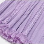 Kinzy Purple Short Sleeve Lace Midi Dress Flowering Girl