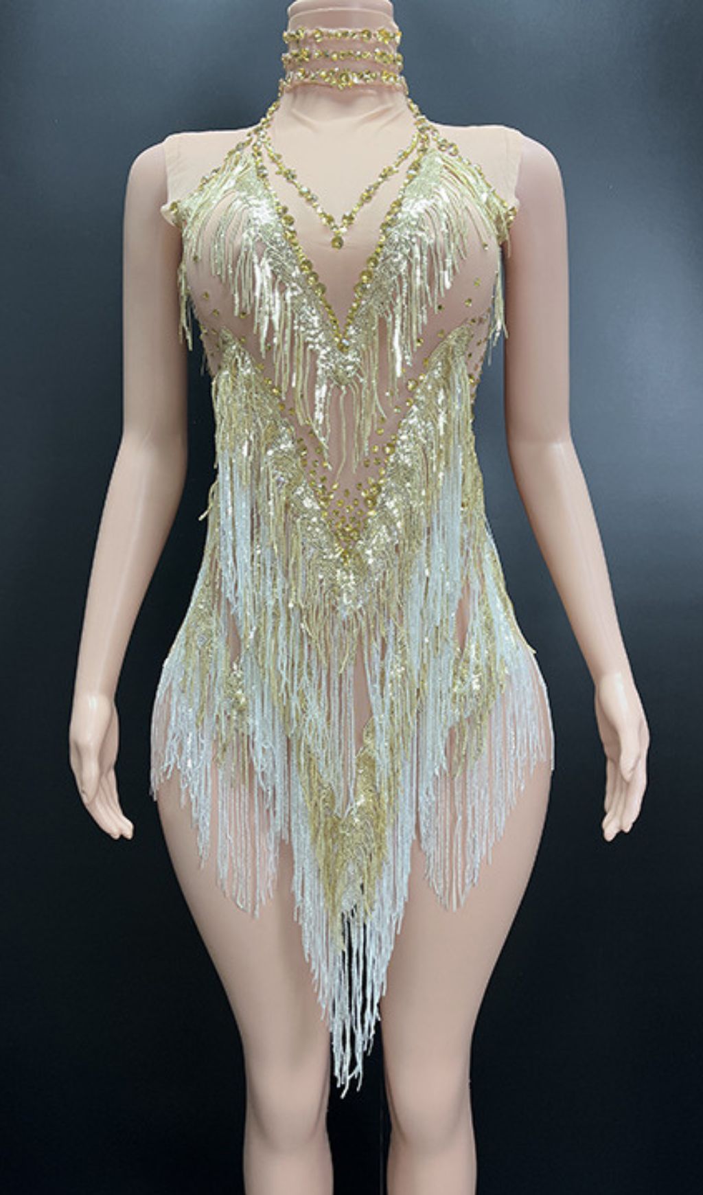 Fion Sleeveless Sequin Tassel Mini Dress Flowering Girl