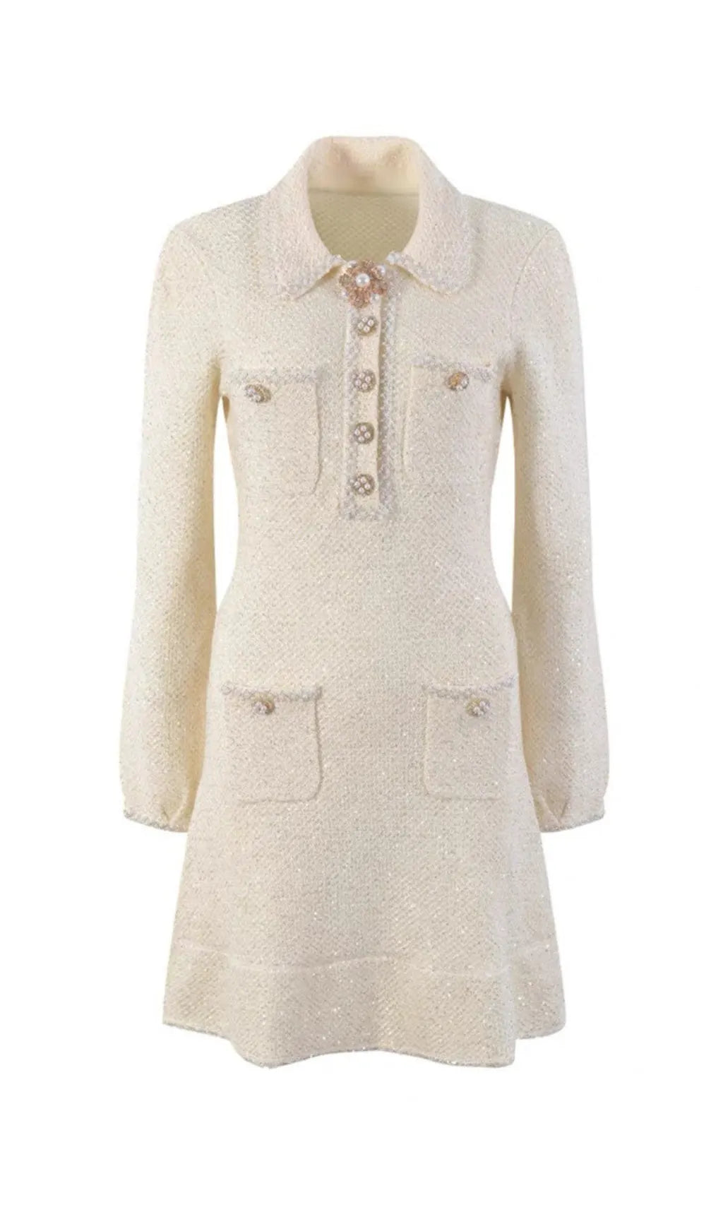 Atifa Embellished Sequined Bouclé-Knit Mini Dress Flowering Girl