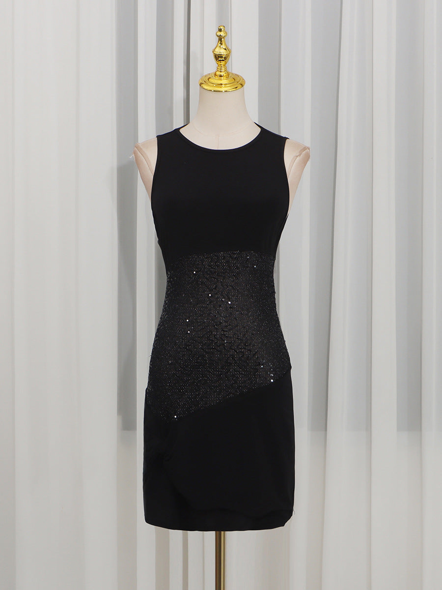Shirley Sleeveless Sequin Twist Bodycon Mini Dress In Black Flowering Girl