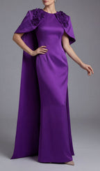 Kenisha Purple Flower Embellished Maxi Dress Flowering Girl