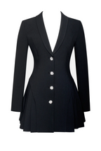 Beulah Pleate Blazer Mini Dress - Black Flowering Girl