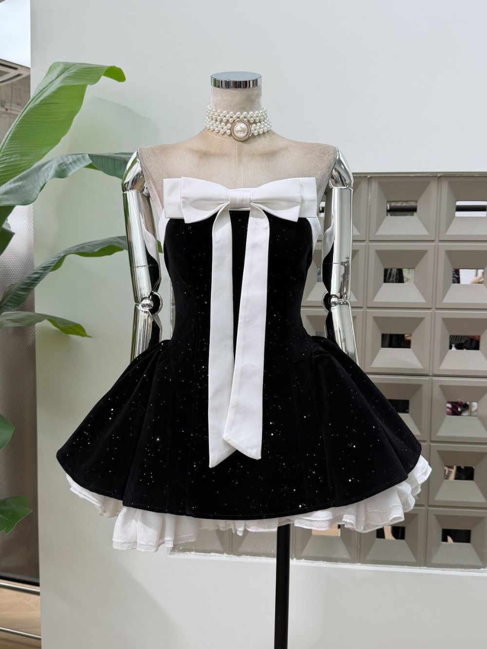 Iola Strapless Bowknot Mini Dress Flowering Girl