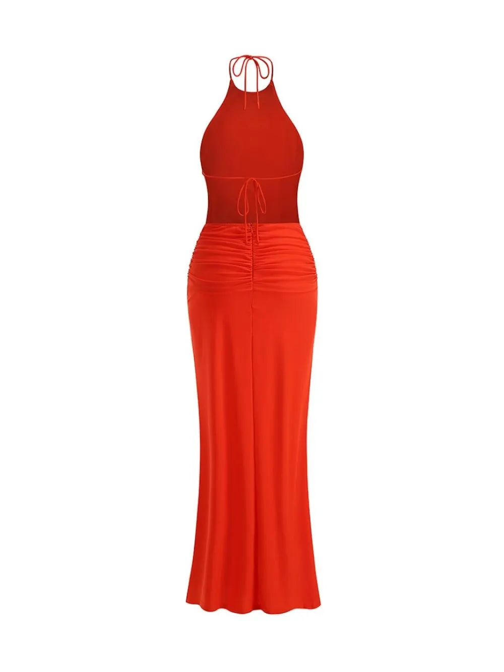 Maine Red Halter Backless Maxi Dress Flowering Girl