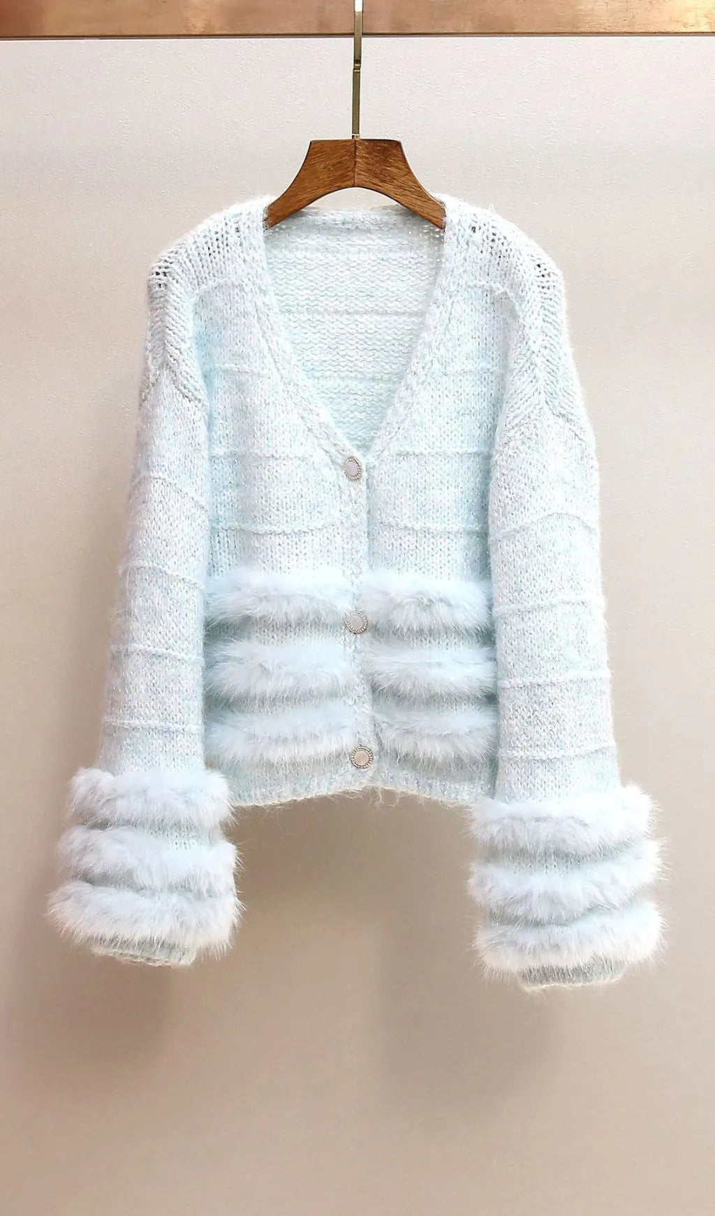 Joanie Blue Plush Knit Cardigan Flowering Girl