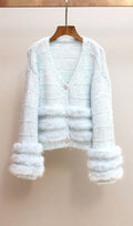 Joanie Blue Plush Knit Cardigan Flowering Girl