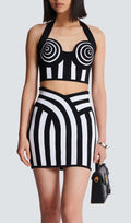 Bernd Striped Knit Halterneck Skirt Set Flowering Girl