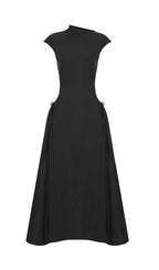 A Line Maxi Dress Black Flowering Girl
