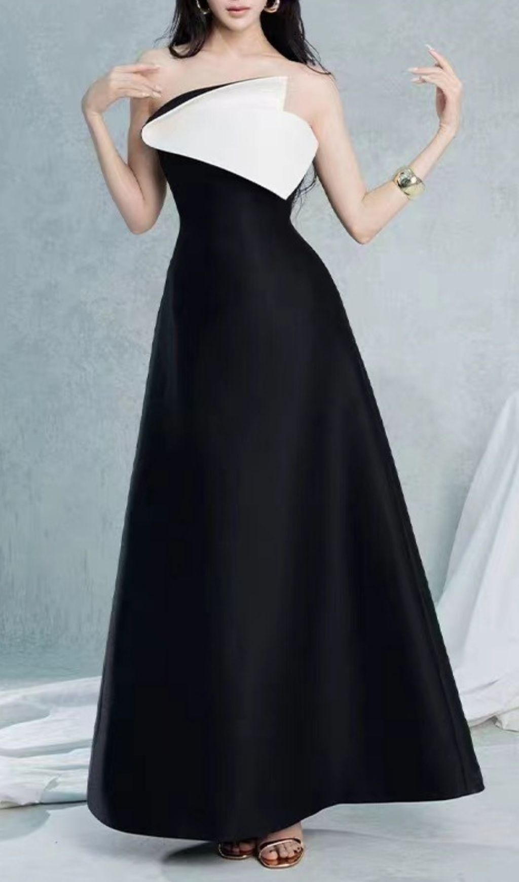 Kiri Strapless Black Maxi Dress Flowering Girl