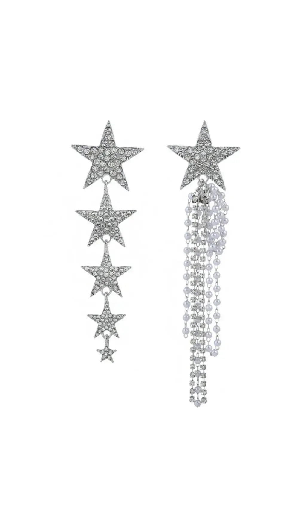 Asymmetrical Star Earrings Flowering Girl