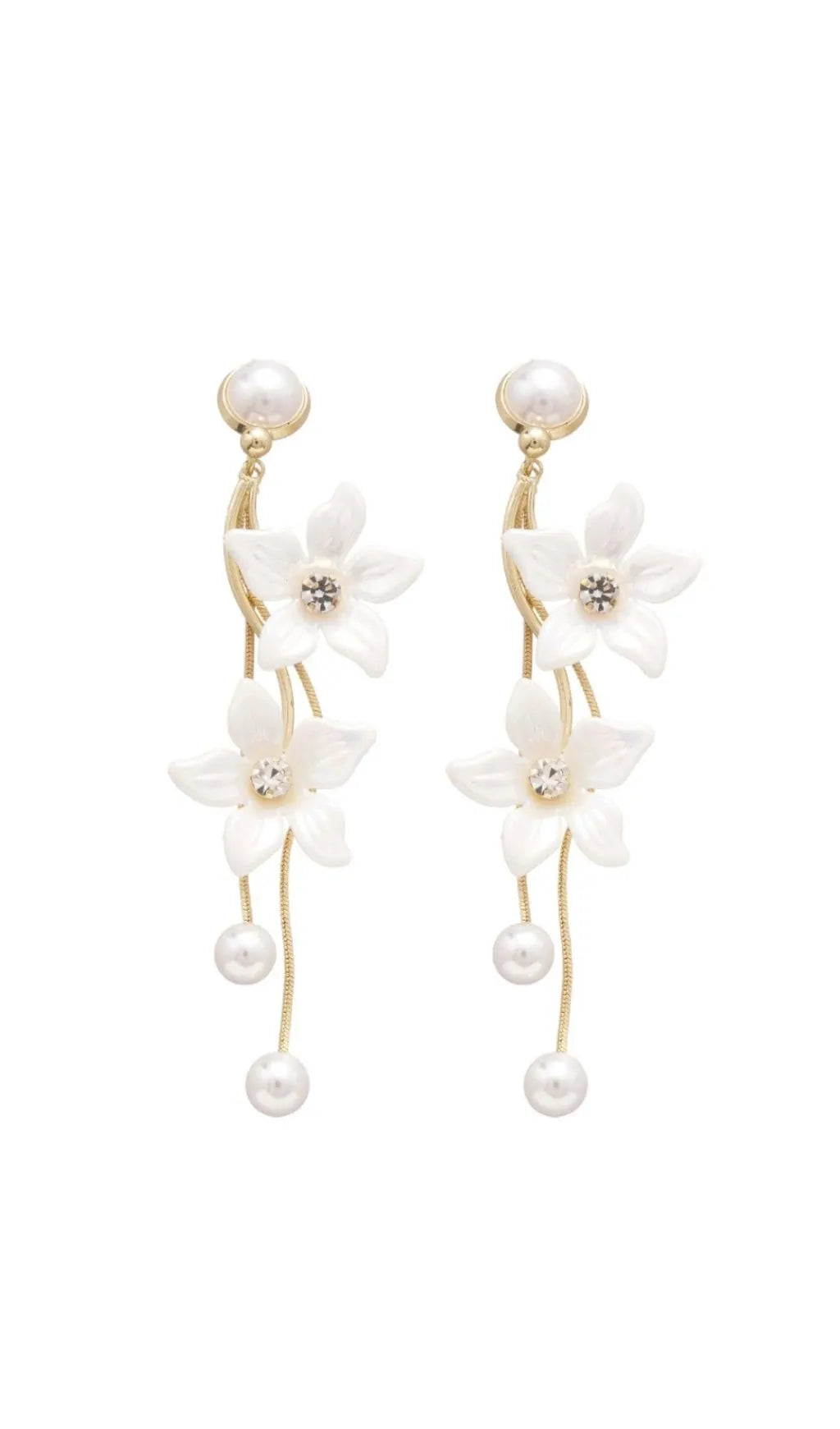 Giichi White Flower Earrings Flowering Girl