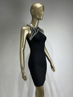 Mikine Diamante Bandage Mini Dress In Black Flowering Girl