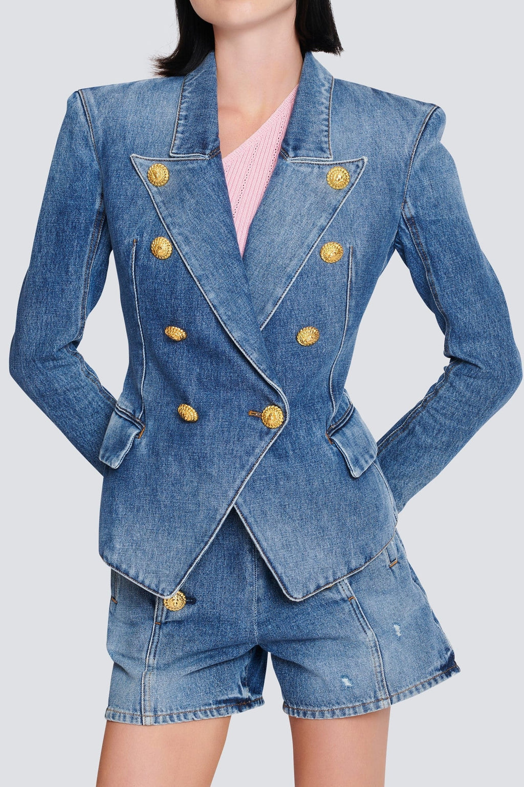Brittia Button Denim Jacket Flowering Girl