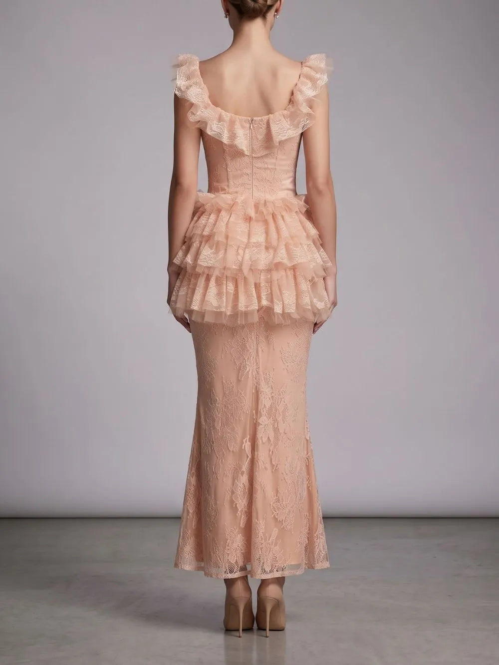 Ruffle Lace Maxi Dress Set Flowering Girl