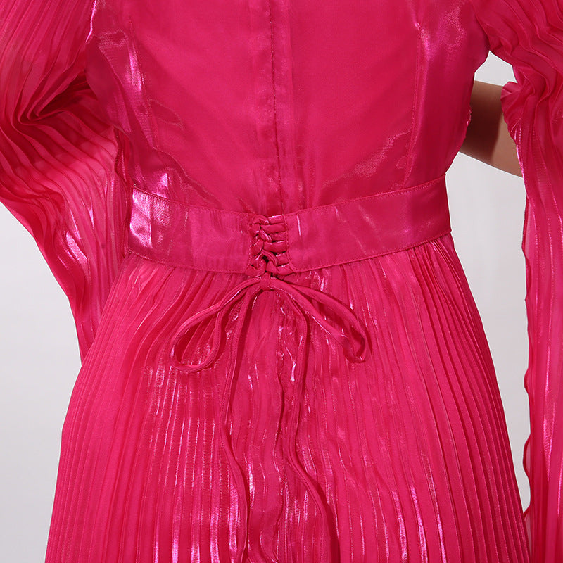 Hodaya Pleated Long Sleeve Maxi Dress Flowering Girl