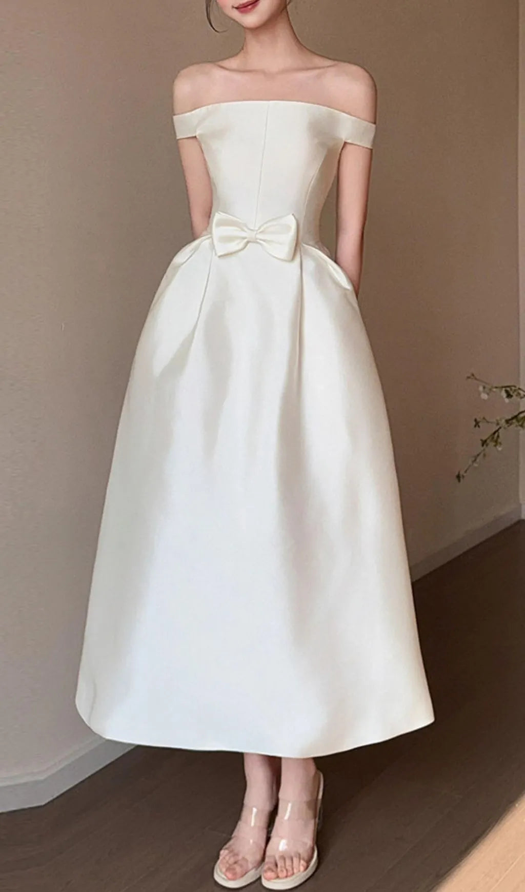 Levy Off-Shoulder Bow Midi Dress Flowering Girl