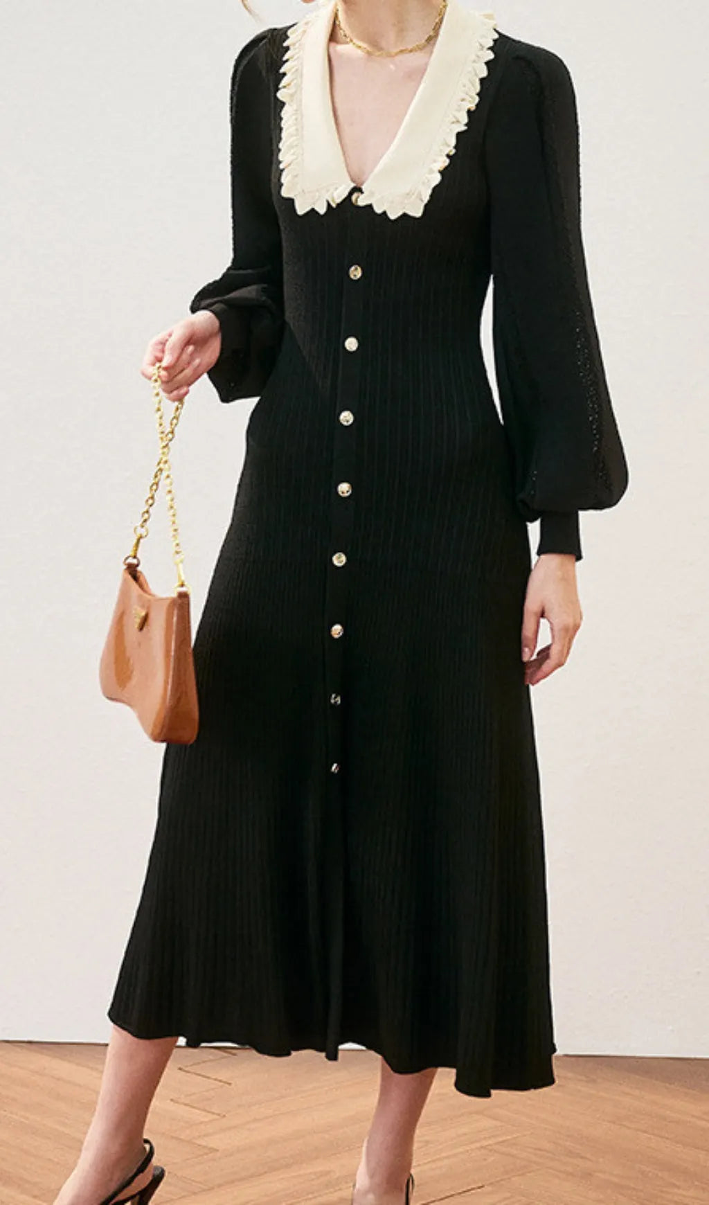 Adorján Flouncy Collars Midi Dress