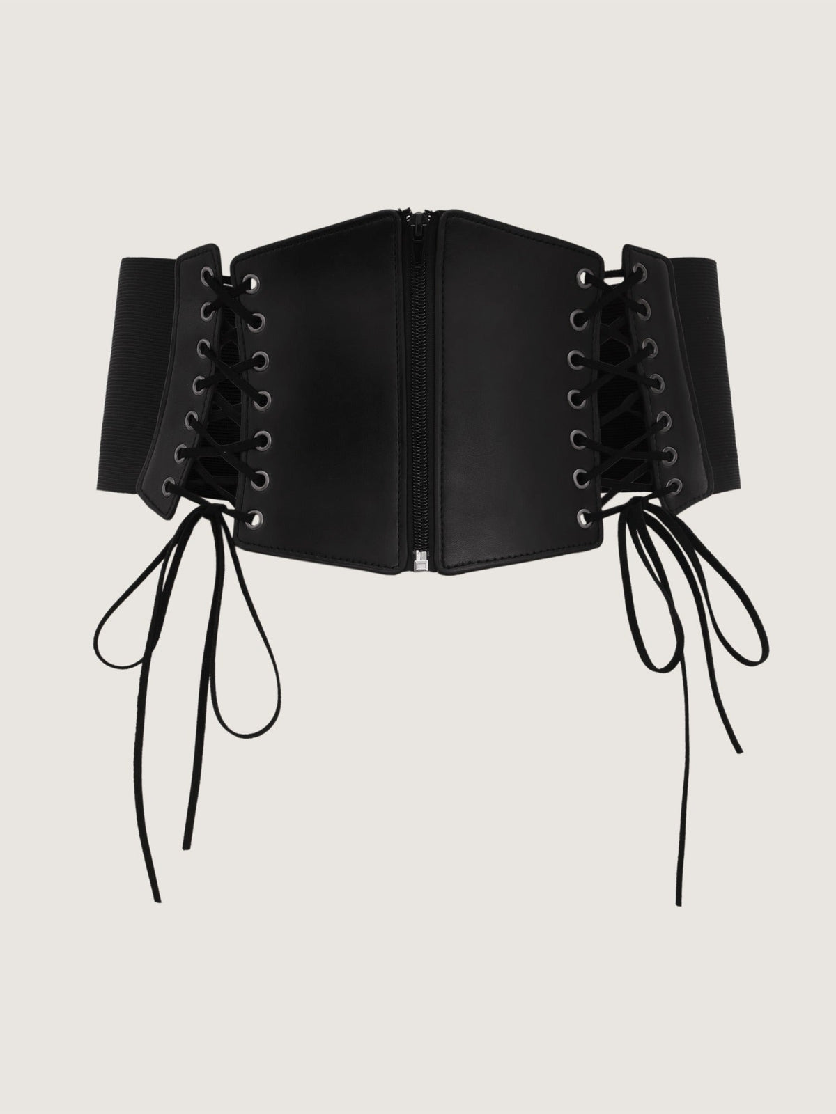 Faux Leather Lace‑Up Zipper Corset Waist Belt Flowering Girl