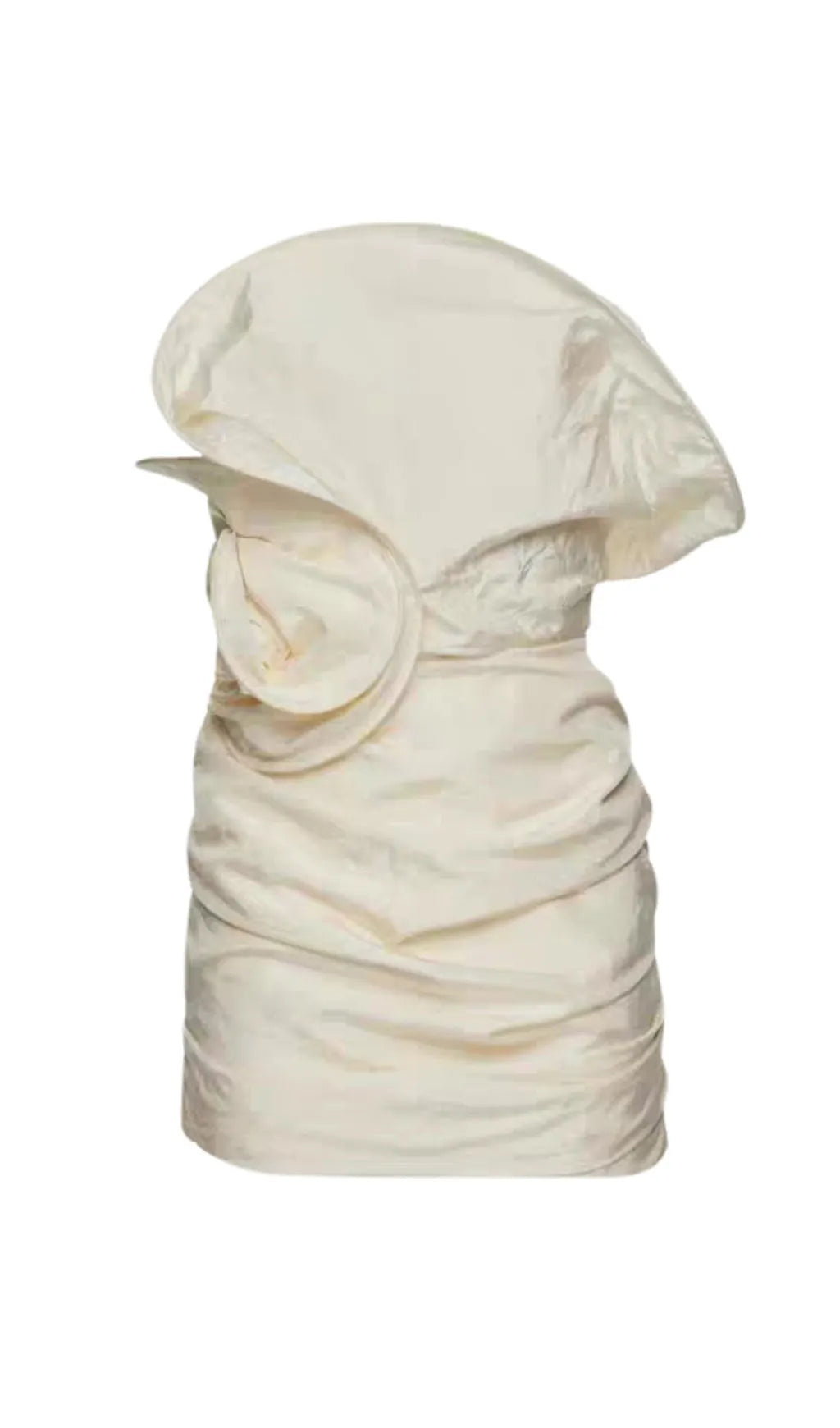 Strapless Ruffled Taffeta Mini Dress in White Flowering Girl