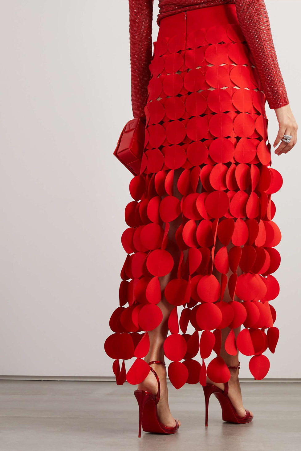 Katelyn Fringe Midi Skirt - Red Flowering Girl
