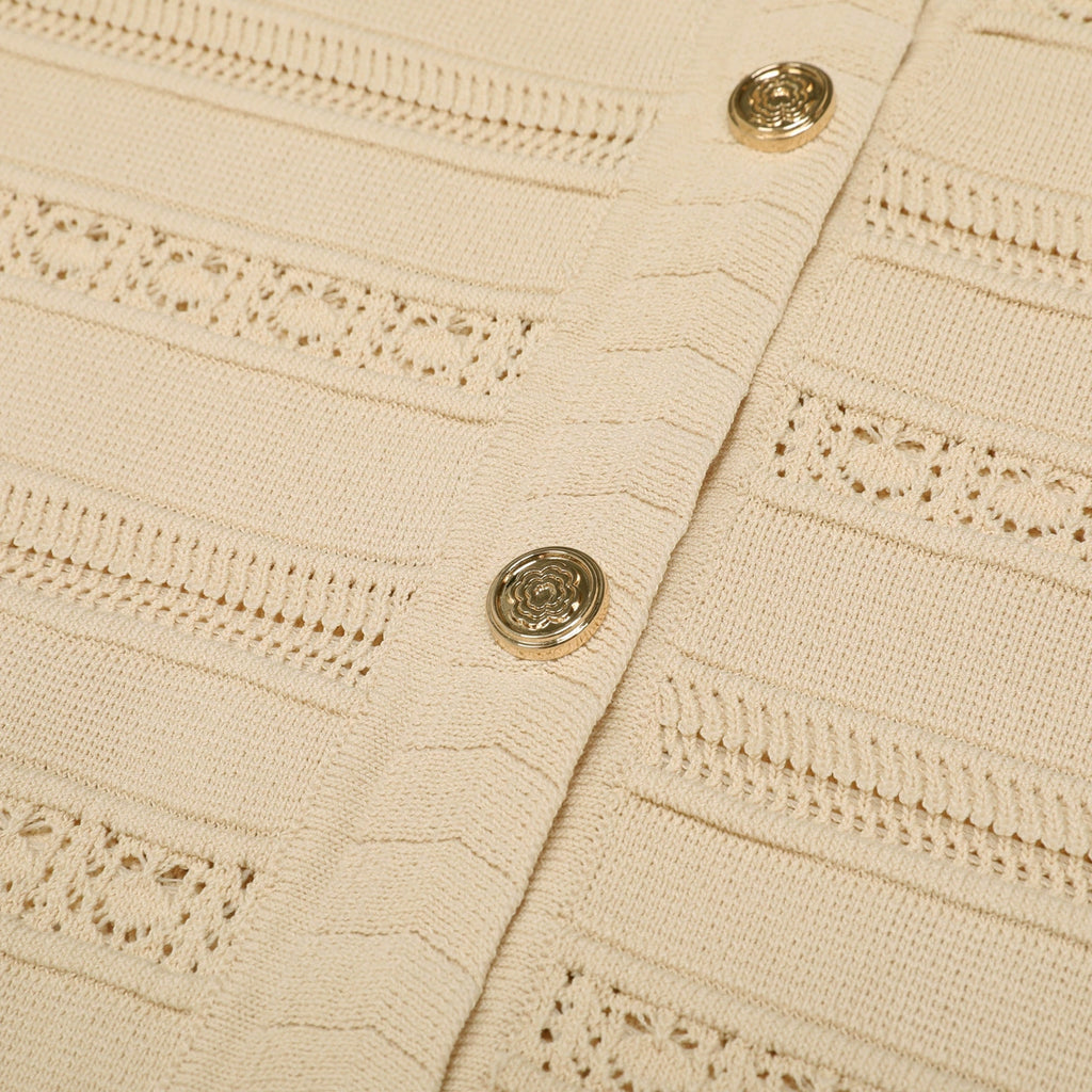 Kinsey Beige Knit Cardigan & Dress Set Flowering Girl