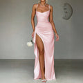Pink Suspender Slits Maxi Dress Flowering Girl