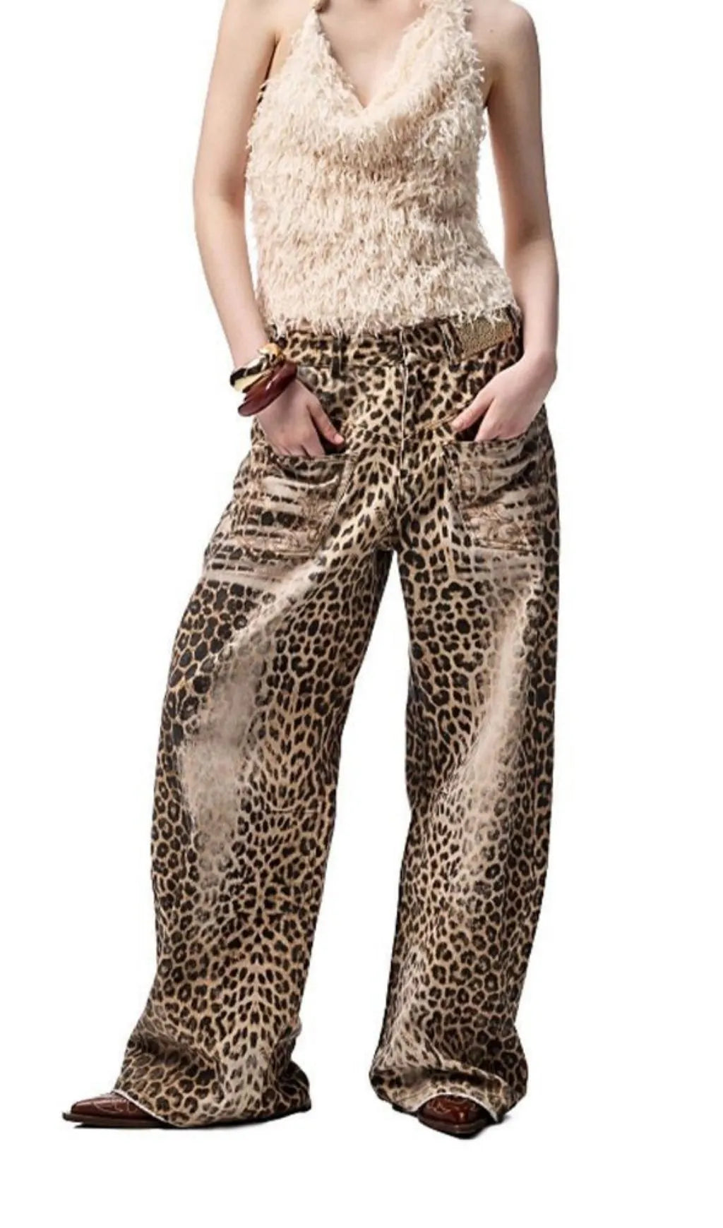 Prima Bleached Leopard Jeans Flowering Girl