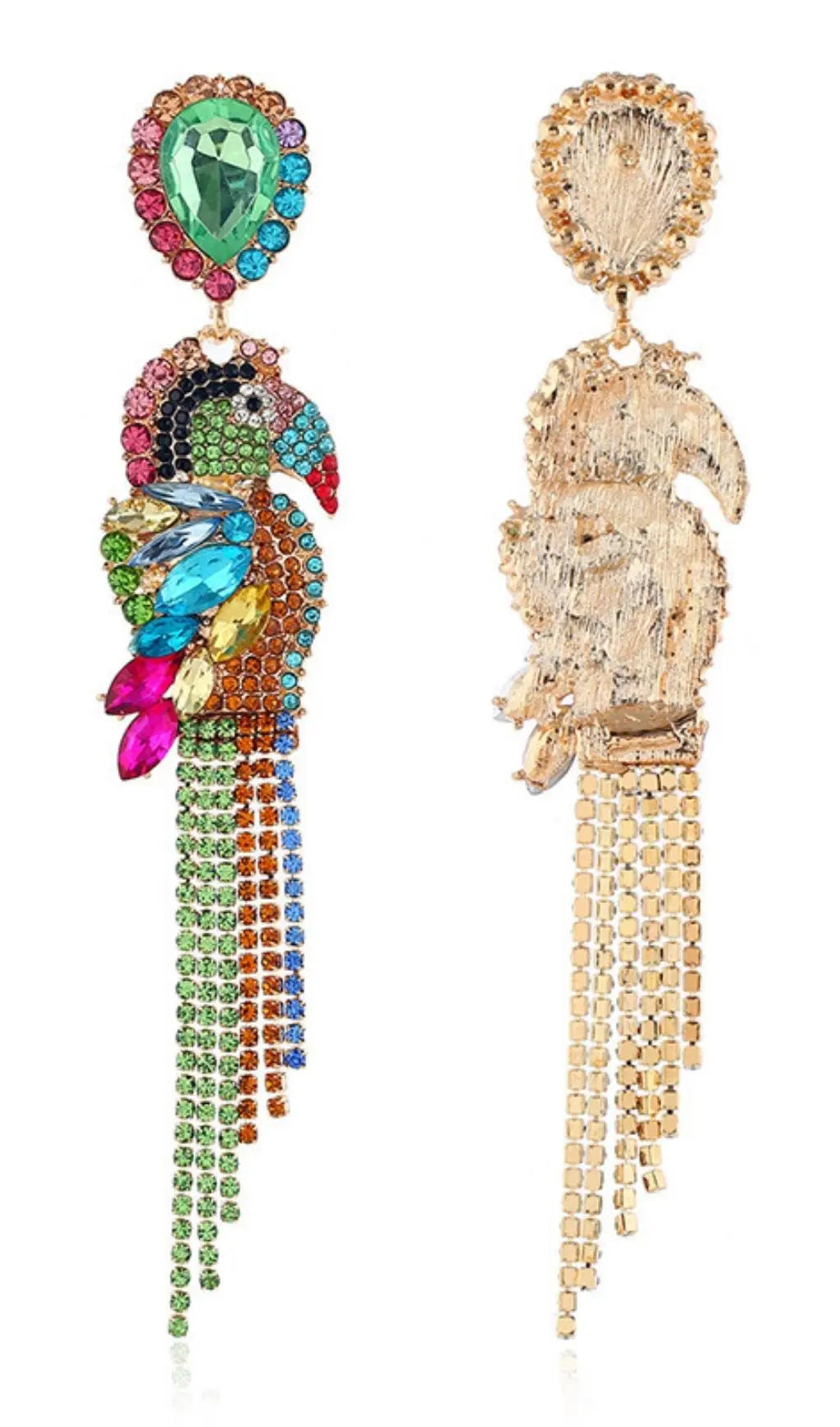 Parrot Diamonate Earrings Flowering Girl