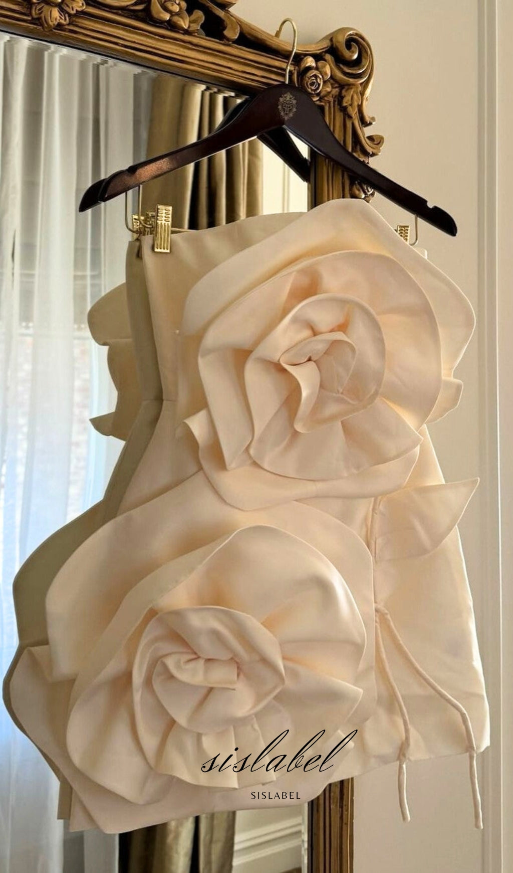 Beige Flower Strapless Bind Mini Dress Flowering Girl