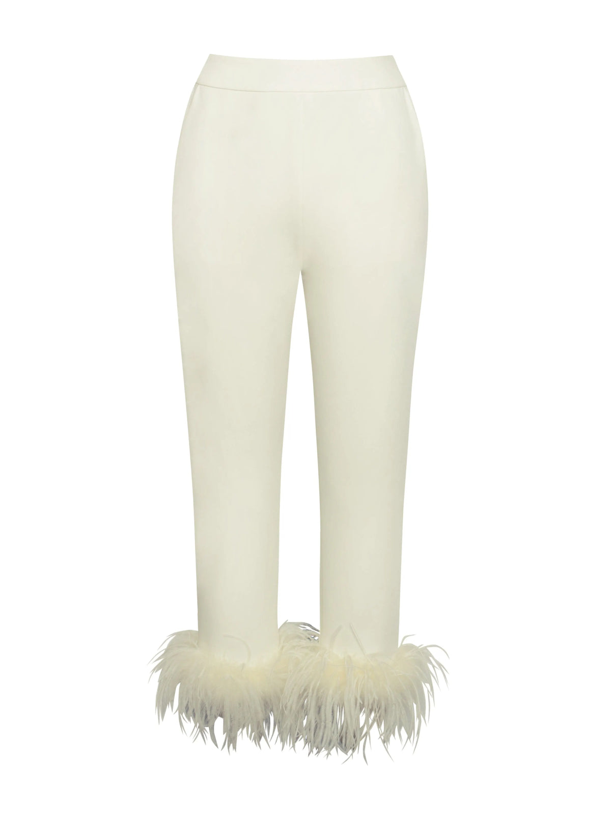 Cream White Blazer Suit With Feather Trim Flowering Girl