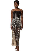 Ophélie Black Sequined Flower Corset Midi Dress Flowering Girl