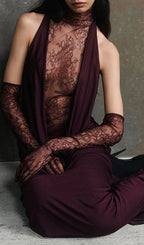 Cascade Lace Deep-V Maxi Dress Flowering Girl