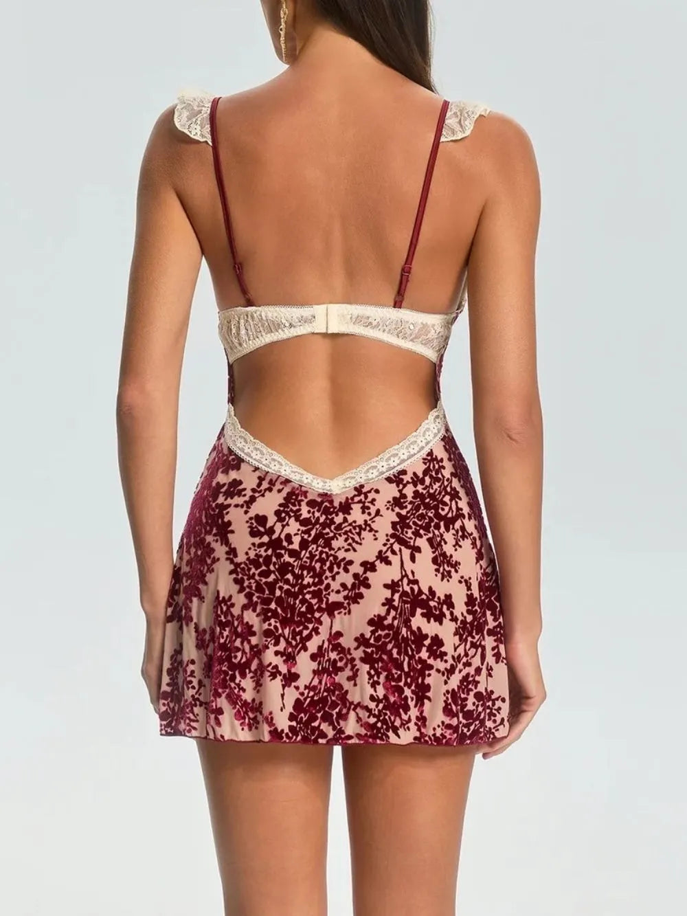 Ralvex Spaghetti Floral Lace Mini Dress Flowering Girl