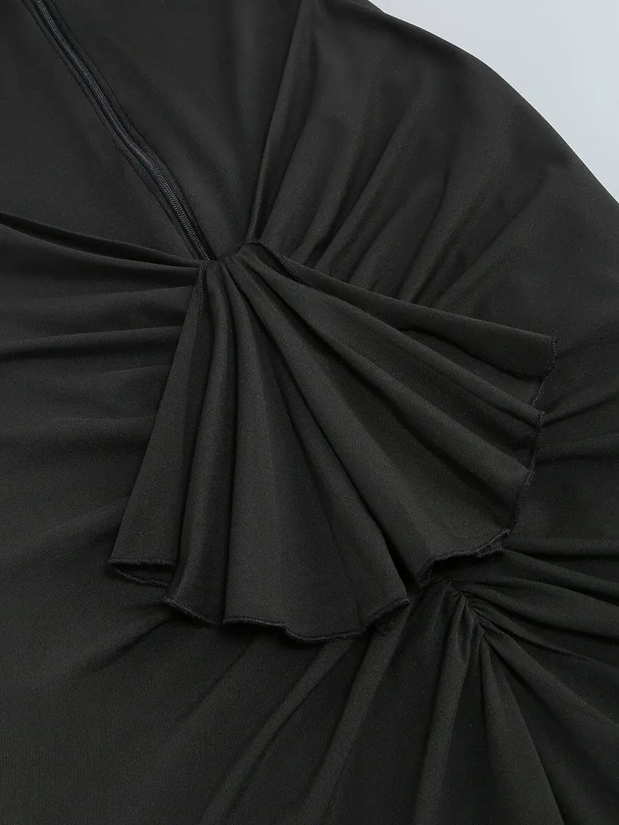 Bandeau Drape Maxi Dress In Black Flowering Girl