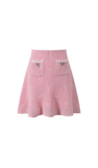Joanna Knit Co-Ord Set With Pearl & Bow Detailing – Pink Flowering Girl