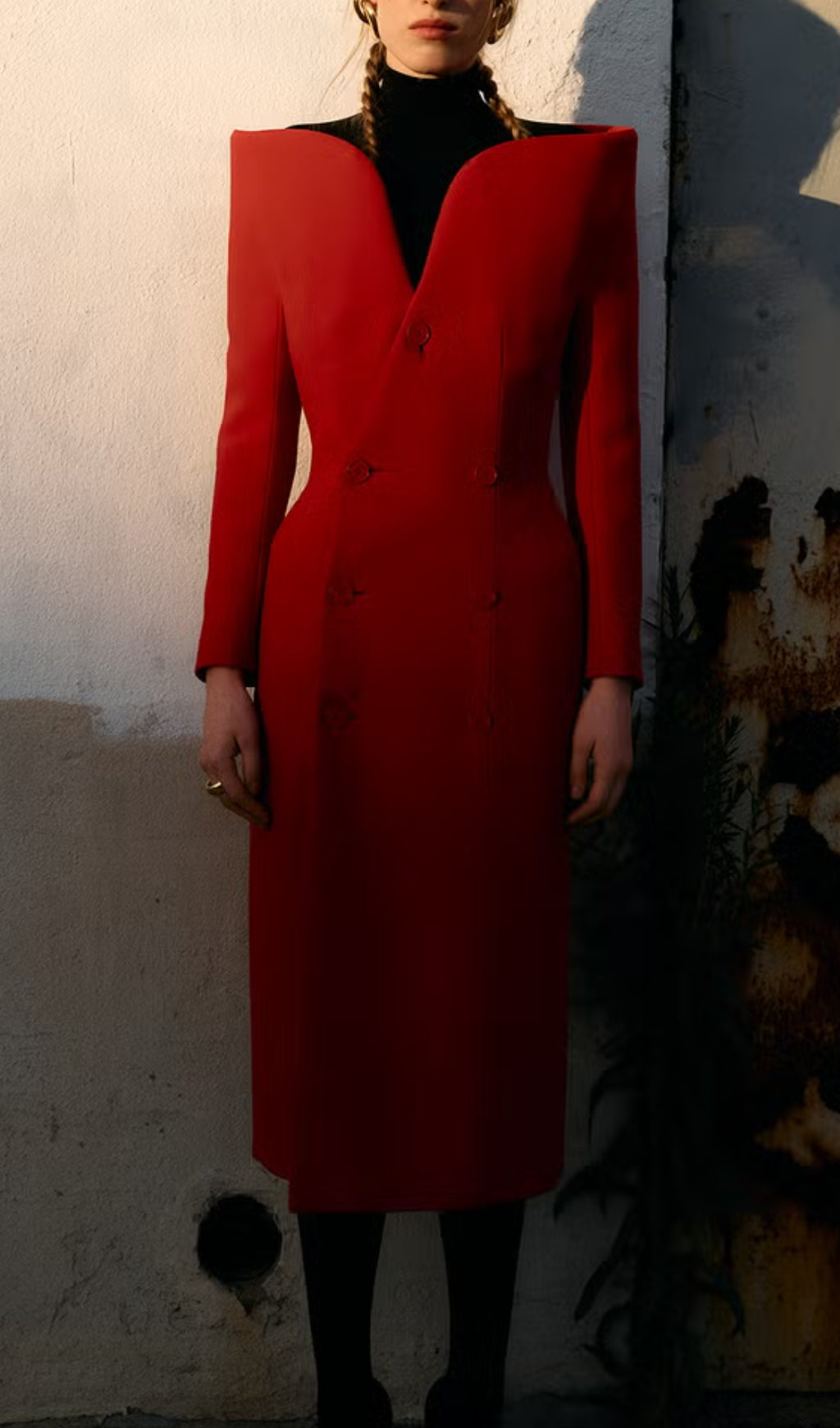 Brittania Red V-Neck Long Sleeve Midi Blazer Dress Flowering Girl
