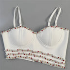 White Beaded Two-Piece Bodycon Set Flowering Girl
