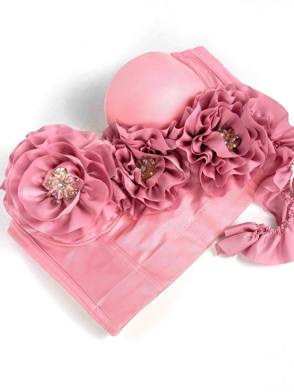 Flower Tassel Fishbone Corset In Pink Flowering Girl