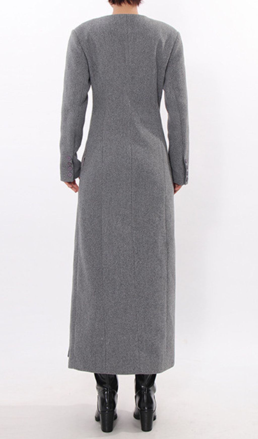 Iekika Grey Button Coat Flowering Girl