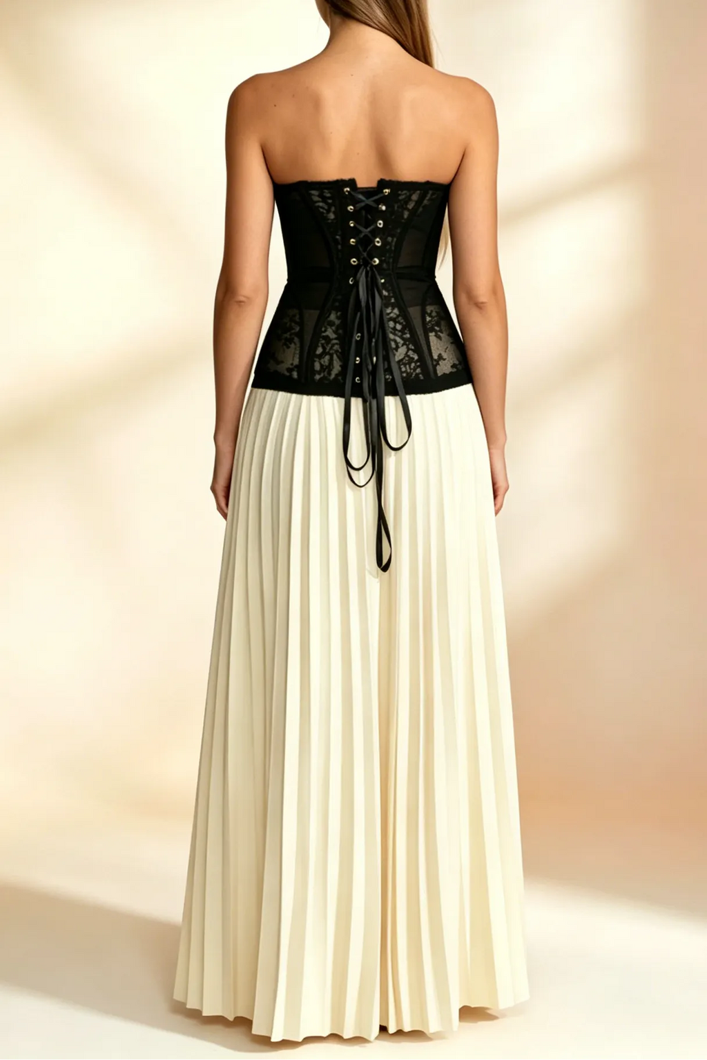 Black Floral Lace Strapless Sweetheart Corset Top Flowering Girl