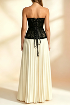 Black Floral Lace Strapless Sweetheart Corset Top Flowering Girl