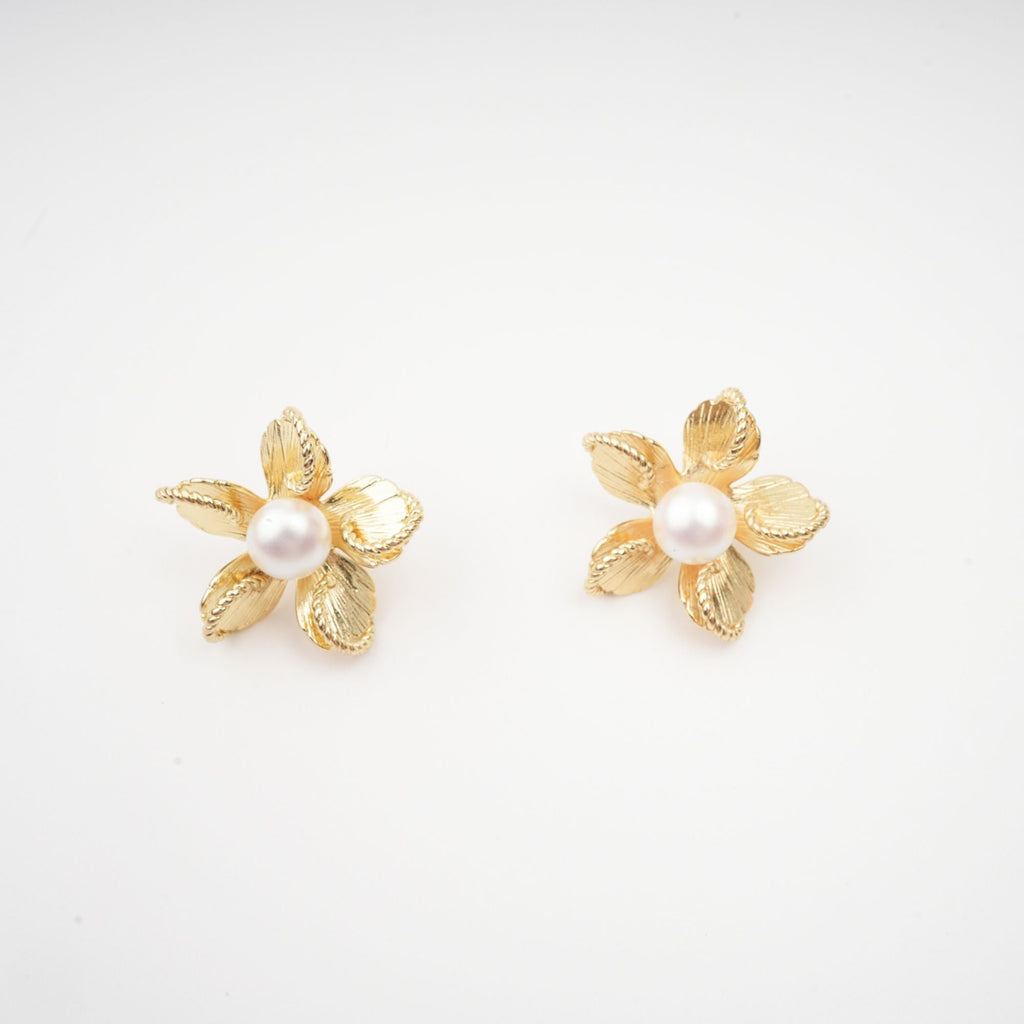 Jeanne Floral Faux-Pearl Stud Earrings Flowering Girl