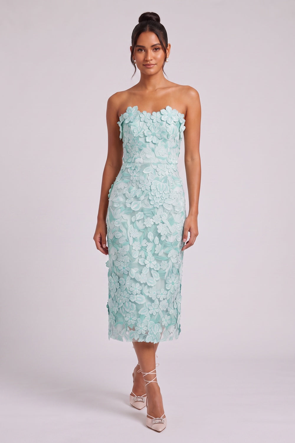 Mint Green Lace Column Dress Flowering Girl